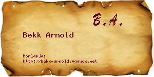 Bekk Arnold névjegykártya