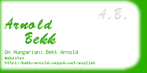 arnold bekk business card